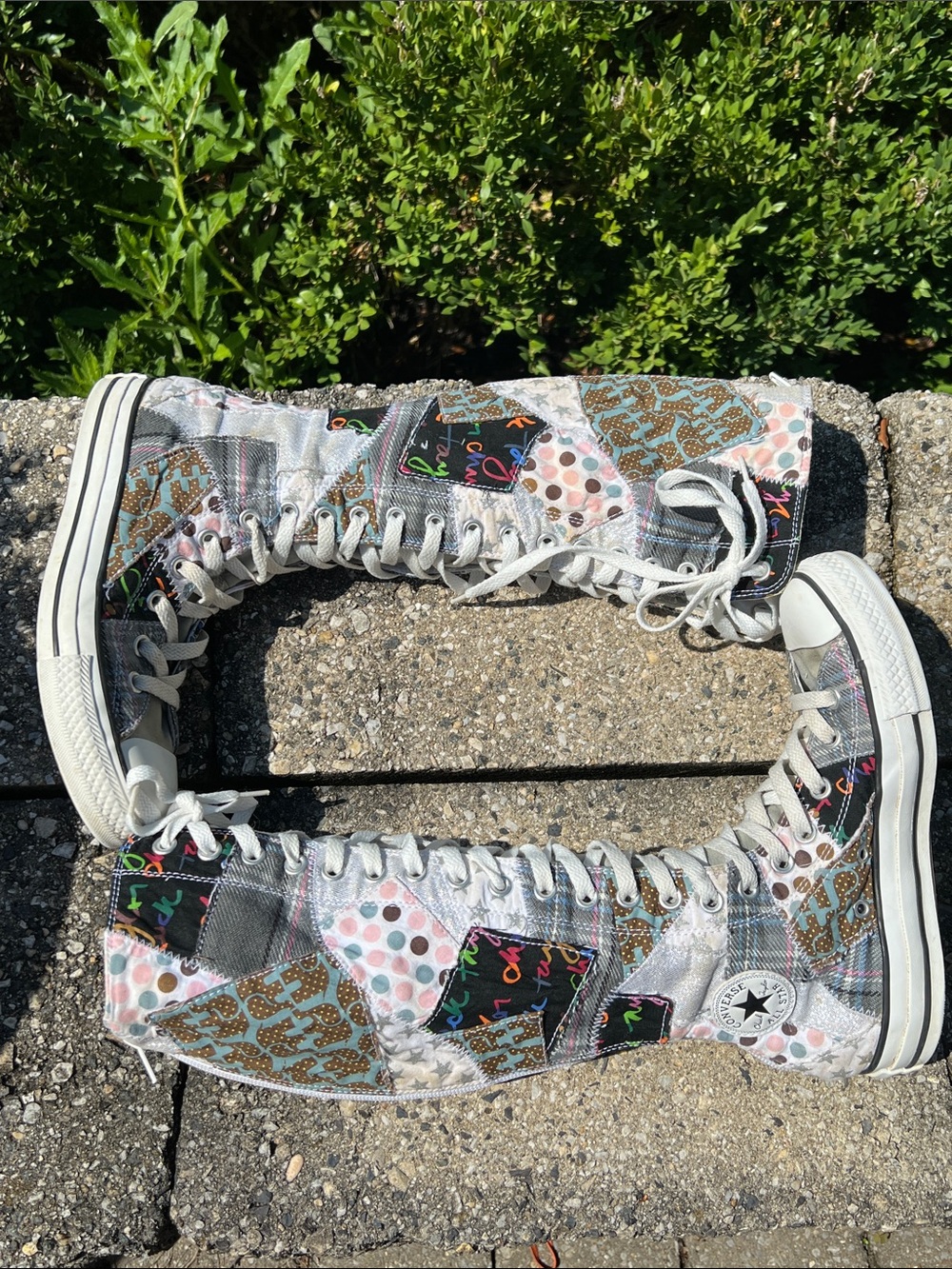Rare Vintage Converse Chuck Taylor All Star Patchwork Knee-high Sneakers Size 6 - Picture 8 of 15